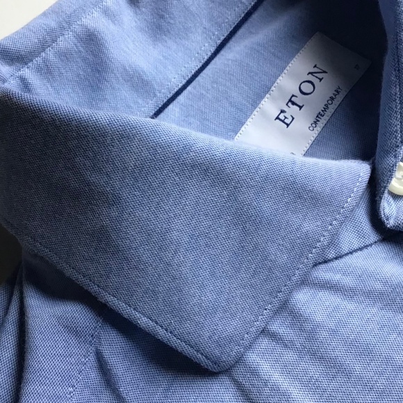 ETON contemporary sky blue stretchy dress shirt Sz 17 made in Romania 🇷🇴 - Picture 4 of 10